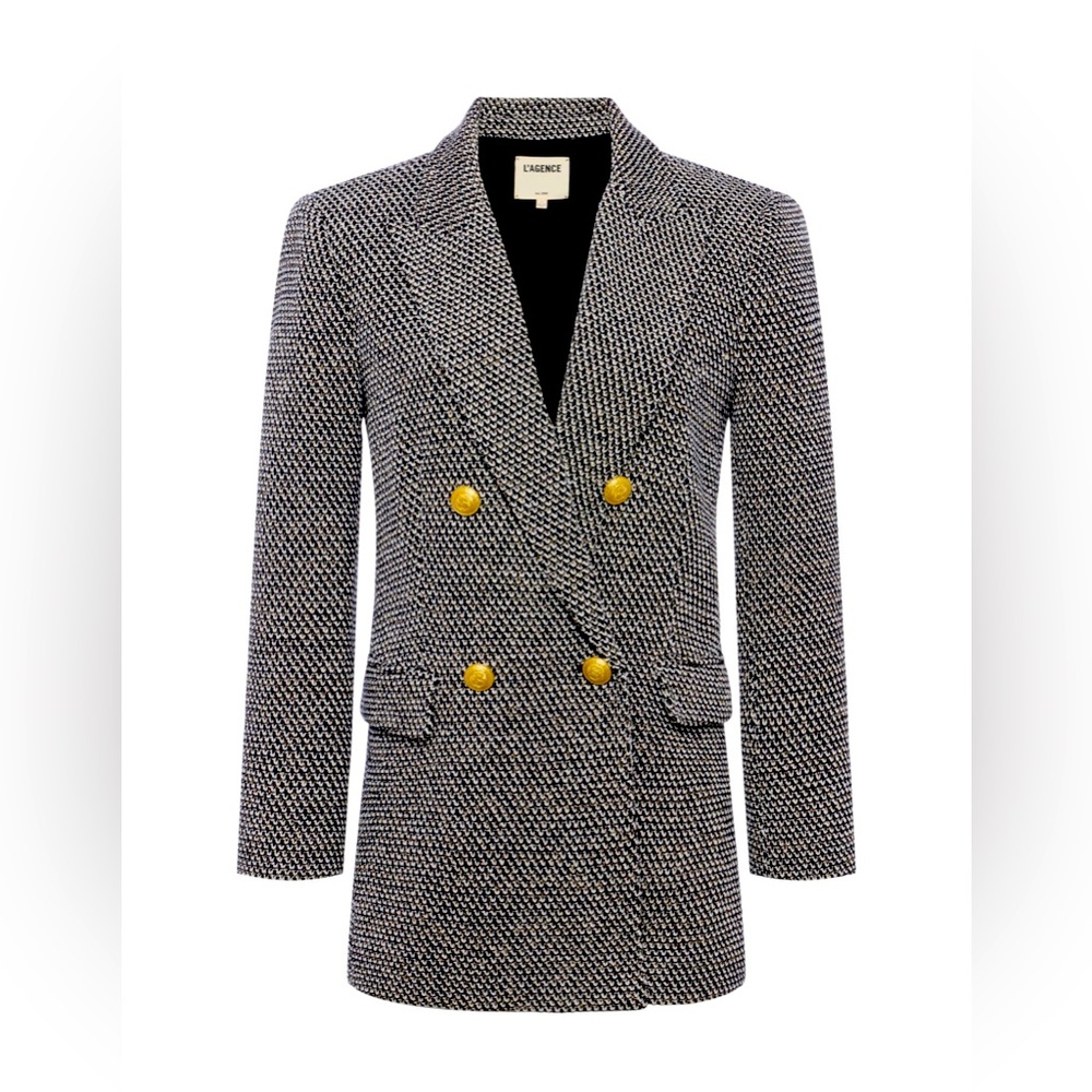 L’ AGENCE  
Riva Oversized Knit Blazer Color:  BLACK/IVORY/GOLD NWT SIZE 8